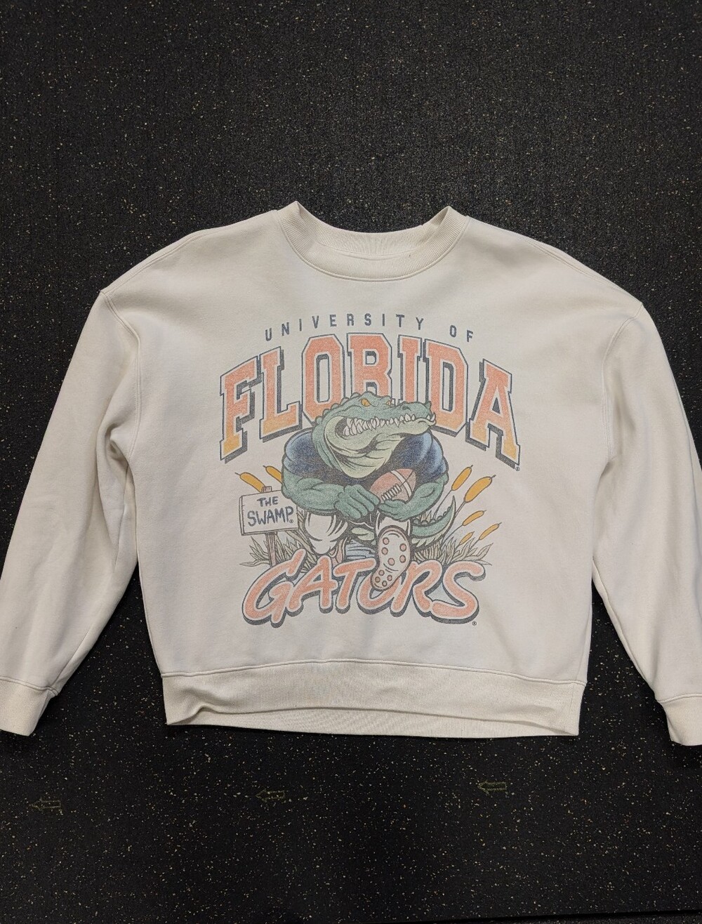 Hollister Florida Gators Football Sweatshirt Adult Medium White Print Boxy Fit